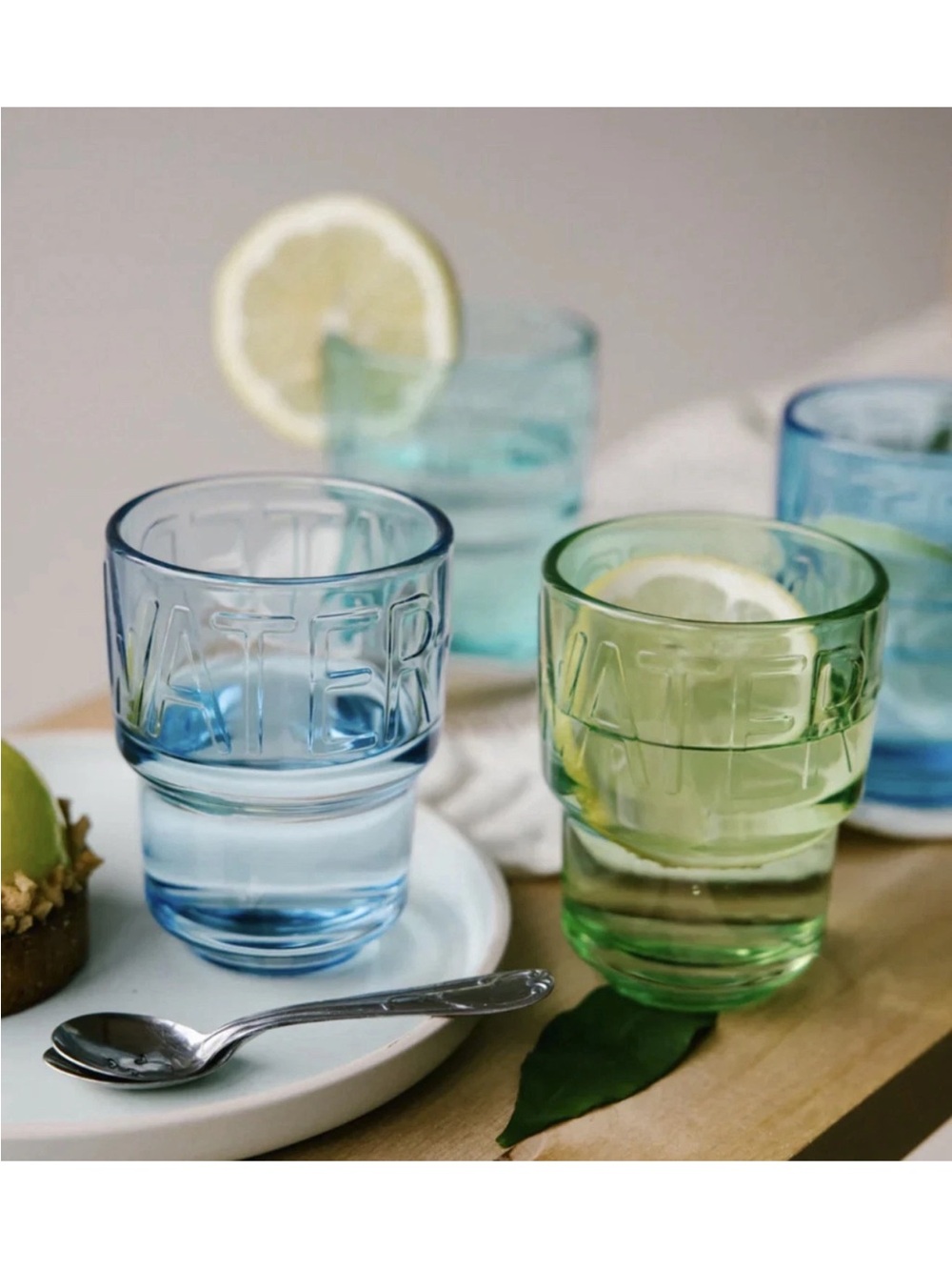 4 La Rochere Boston Water Tumblers Blue, Green, Curaçao, Kiwi. Made In France